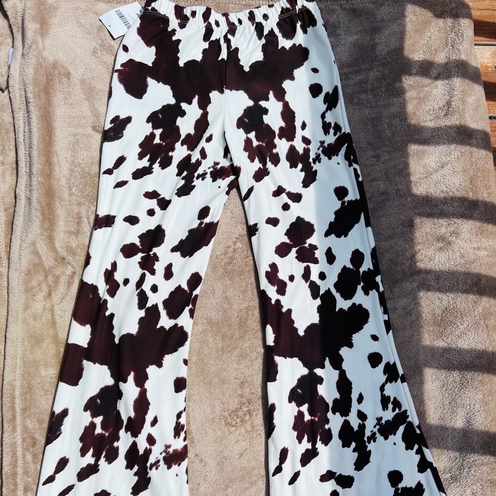 Cow print flare bottoms